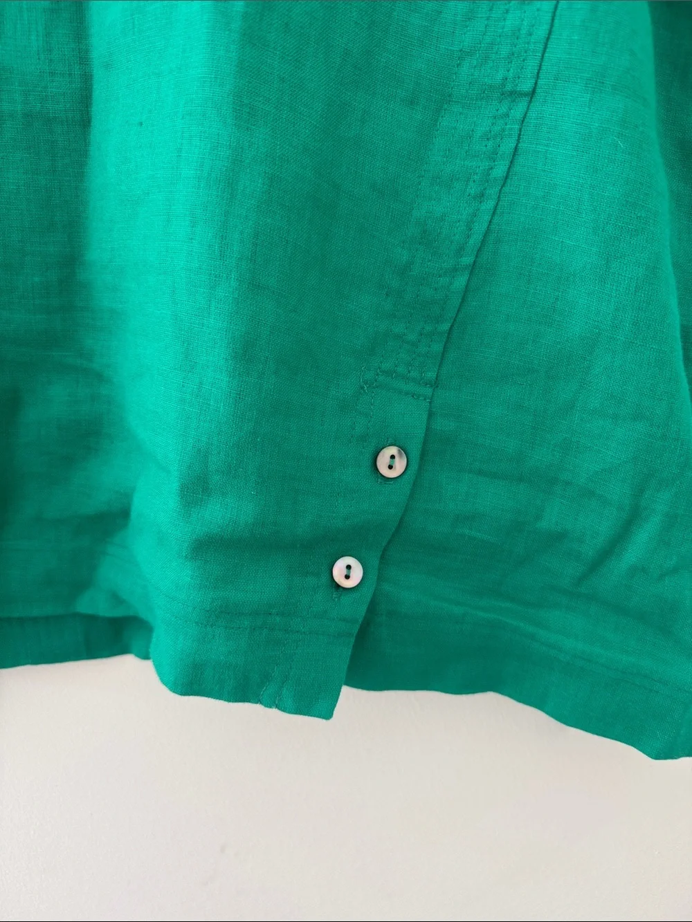Foil Emerald Green Relaxed Linen Tunic Top